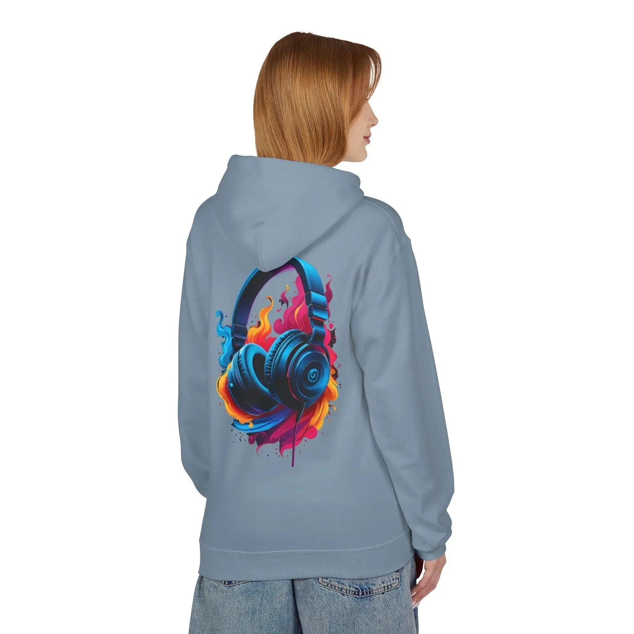Artistic Vibes Fleece Hoodie with Headphone Design - Ultimate Comfort & Style