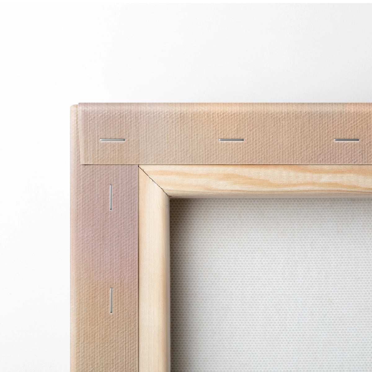 Light-colored wooden canvas frame with beige textured fabric border and stitching for lamborghini huracán sto supercar art