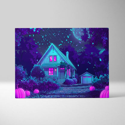 Neon Vaporwave Canvas Glow - Vaporwave Landscape Neon Blue Purple Living Room Retro Futurism Dreamy Vaporwave Canvas