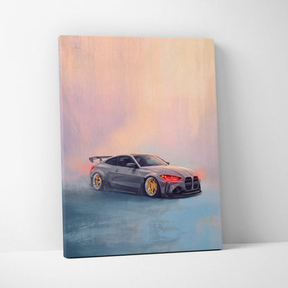 BMW M4 Inspired Automotive Wall Art, High Performance German Coupe Canvas Print