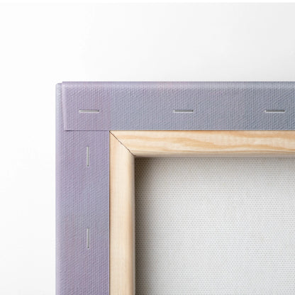 Light purple canvas frame with natural wood border featuring Porsche Mission R inspired supercar wall art print