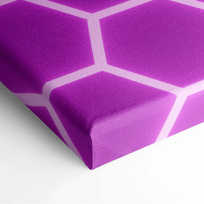 Purple geometric hexagonal honeycomb canvas wall art in cyan blue purple pink gradient