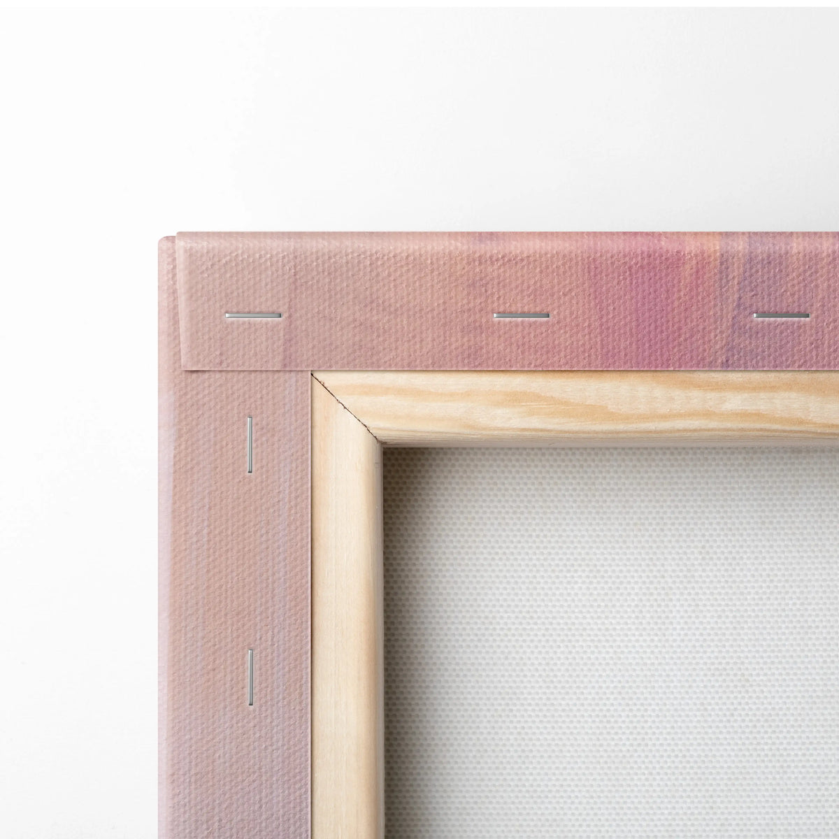 A blush pink canvas frame with natural wood border and stitching for Lamborghini Huracán Evo inspired supercar wall art