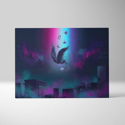 Vaporwave Fantasy Neon Canvas - Vaporwave Art Neon Pink Blue Purple Living Room Surrealism Dreamy Neon Canvas Wall Art