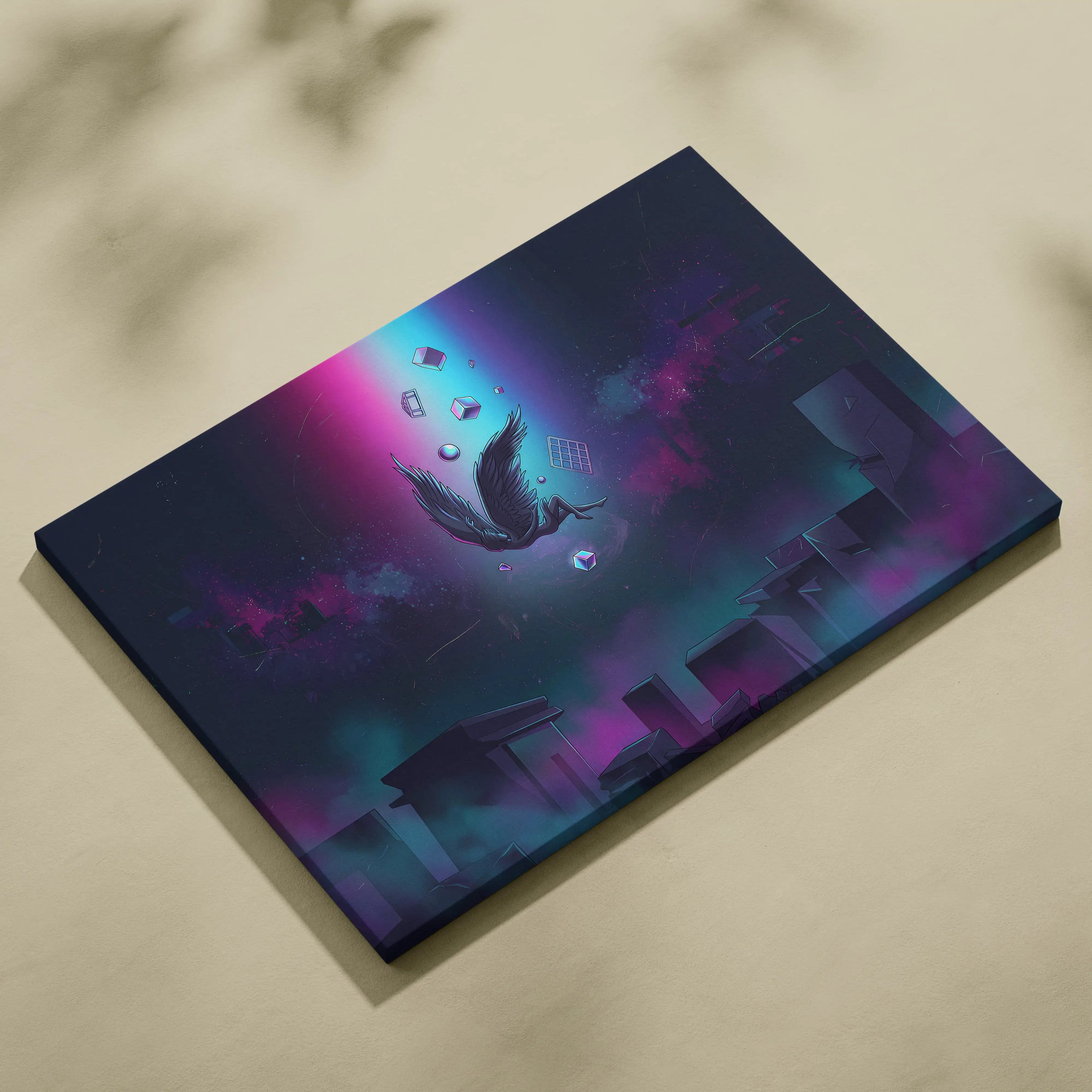 Vaporwave Fantasy Neon Canvas - Vaporwave Art Neon Pink Blue Purple Living Room Surrealism Dreamy Neon Canvas Wall Art