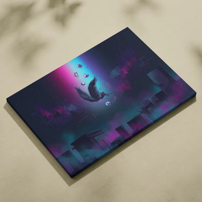 Vaporwave Fantasy Neon Canvas - Vaporwave Art Neon Pink Blue Purple Living Room Surrealism Dreamy Neon Canvas Wall Art