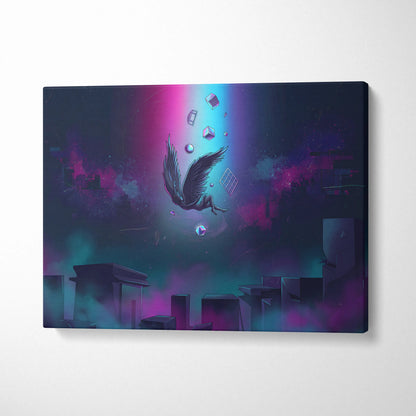 Vaporwave Fantasy Neon Canvas - Vaporwave Art Neon Pink Blue Purple Living Room Surrealism Dreamy Neon Canvas Wall Art