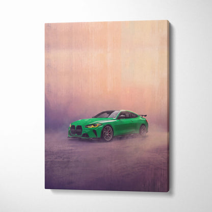 BMW M4 Inspired Canvas Art, Luxury Sports Car Wall Decor Print