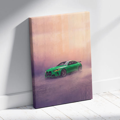 BMW M4 Inspired Canvas Art, Luxury Sports Car Wall Decor Print
