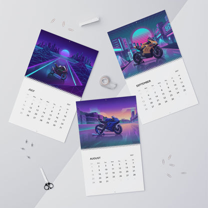2027 Sportbike Vaporwave Wall Calendar – Supersport Motorcycles & Retro Futuristic Neon Artwork