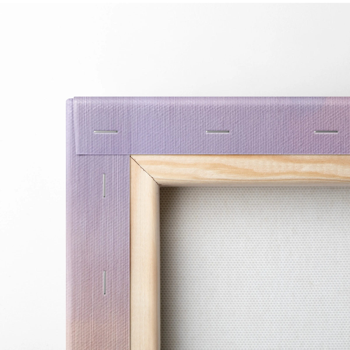 Lavender canvas painting frame with light wood border and visible stitching in dodge charger inspired american muscle car wall decor