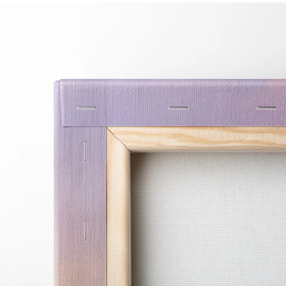 Lavender canvas painting frame with light wood border and visible stitching in dodge charger inspired american muscle car wall decor