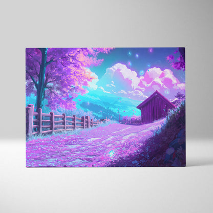 Vaporwave Neon Dream Canvas - Vaporwave Landscape Neon Pink Canvas Living Room Dreamy Neon Aesthetic Wall Art Canvas