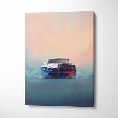 BMW M4 GT3 Inspired Automotive Wall Art, High Performance German Coupe Canvas Print