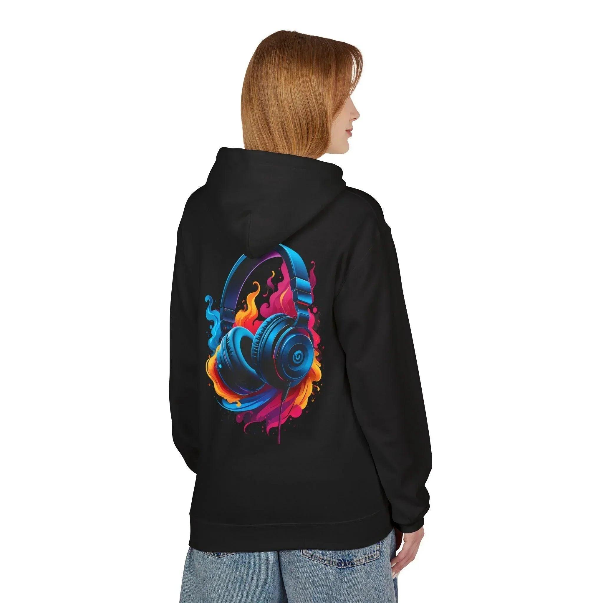 Artistic Vibes Fleece Hoodie with Headphone Design - Ultimate Comfort & Style