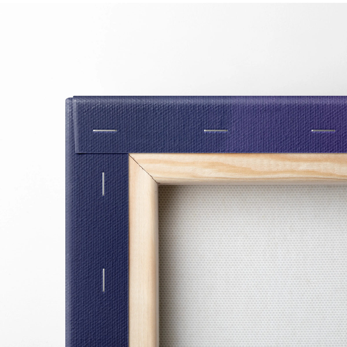 Navy blue textured canvas frame with light wood border featuring Ferrari 488 GTB inspired premium automotive art