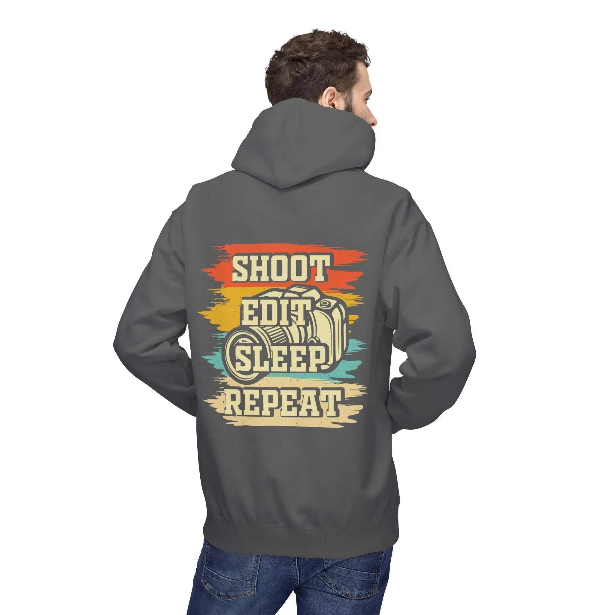 Creative Comfort: "Shoot, Edit, Sleep, Repeat" Fleece Hoodie for Trendsetters