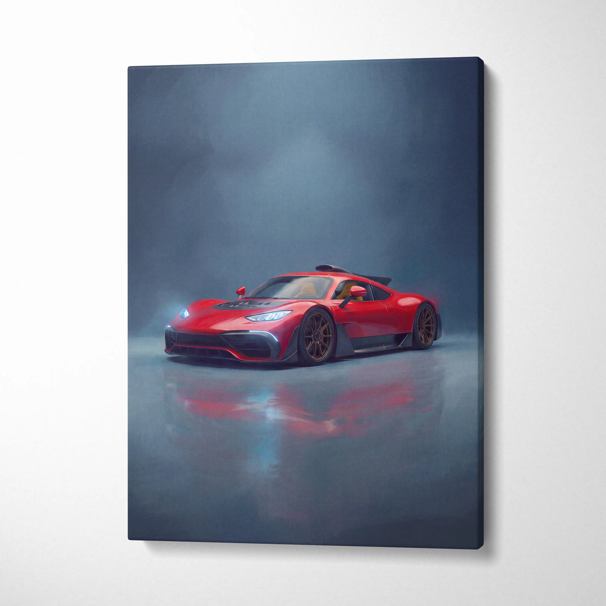 Mercedes-AMG One inspired red and black high-performance sports car canvas wall art track edition print