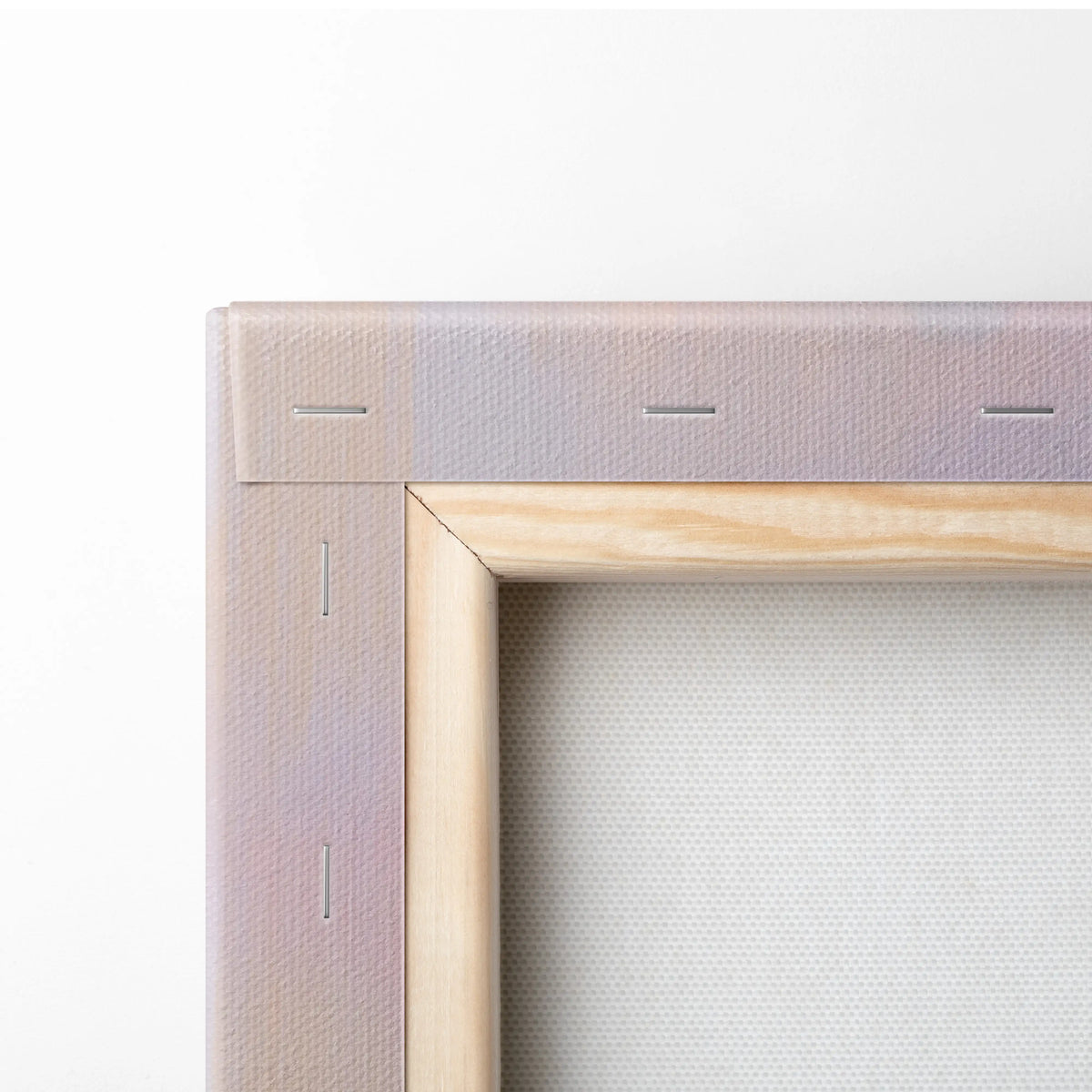 Light pink canvas stretched on natural wood frame with subtle stitching in Lamborghini Veneno inspired wall art