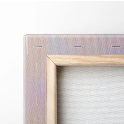 Light pink canvas stretched on natural wood frame with subtle stitching in Lamborghini Veneno inspired wall art