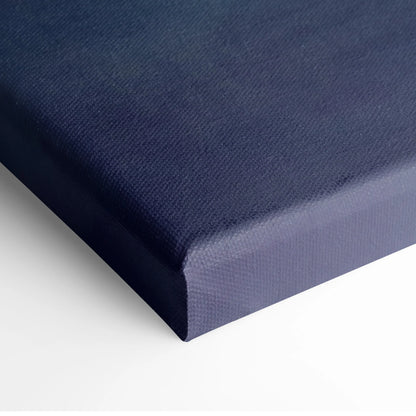 Nissan gt-r inspired canvas print with deep navy blue textured woven fabric and raised edges for bedroom wall decor