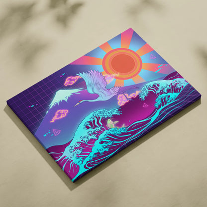 Vaporwave Japan Landscape Dream - Japanese Neon Landscape Living Room Vaporwave Dreamy Nostalgic Vaporwave Art Canvas