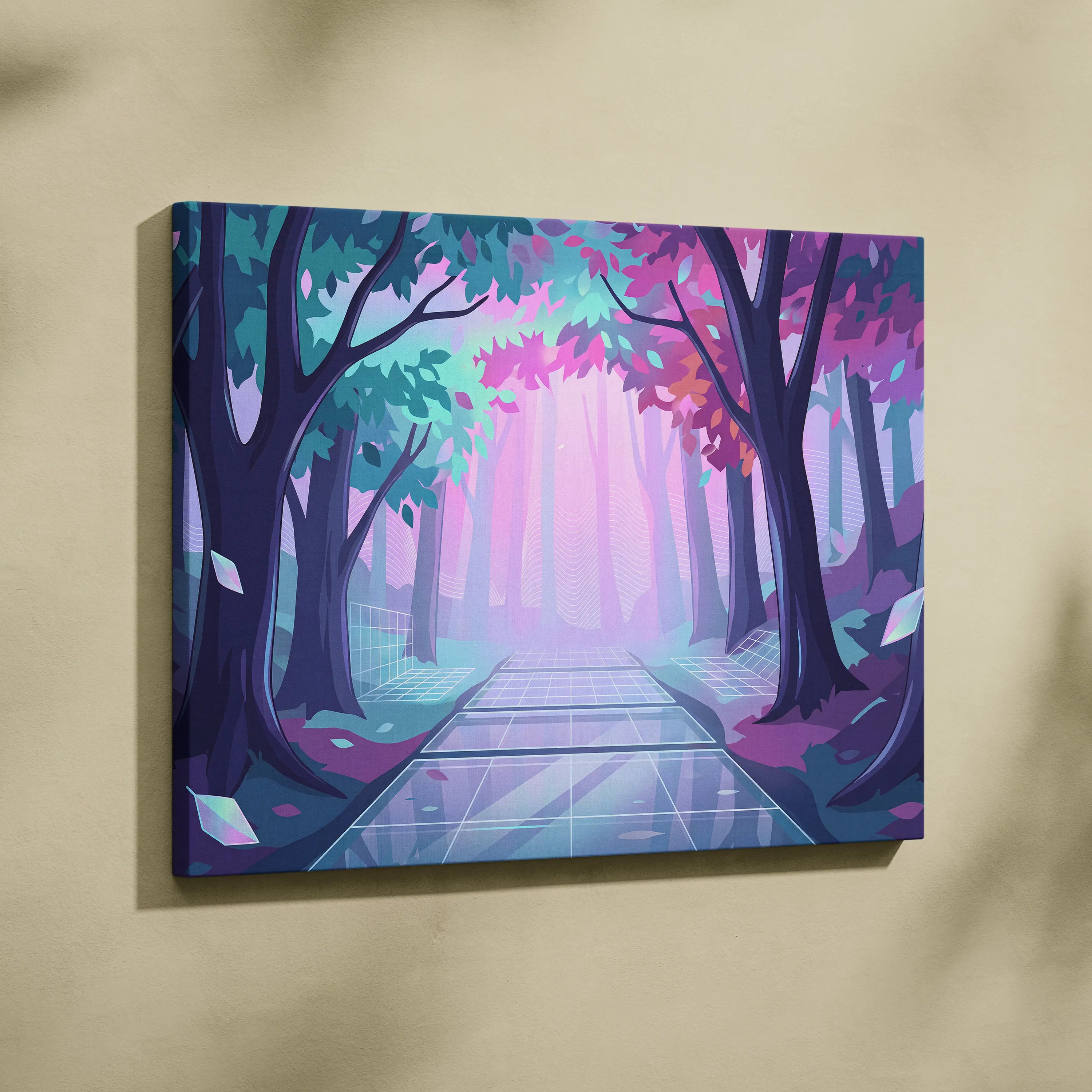 Vaporwave Neon Sunset Canvas - Vaporwave Artwork Neon Teal Living Room Retro Futurism Dreamy Neon Vaporwave Canvas