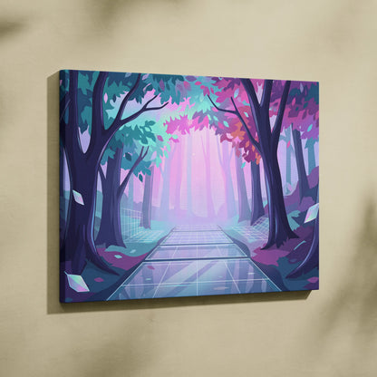 Vaporwave Neon Sunset Canvas - Vaporwave Artwork Neon Teal Living Room Retro Futurism Dreamy Neon Vaporwave Canvas