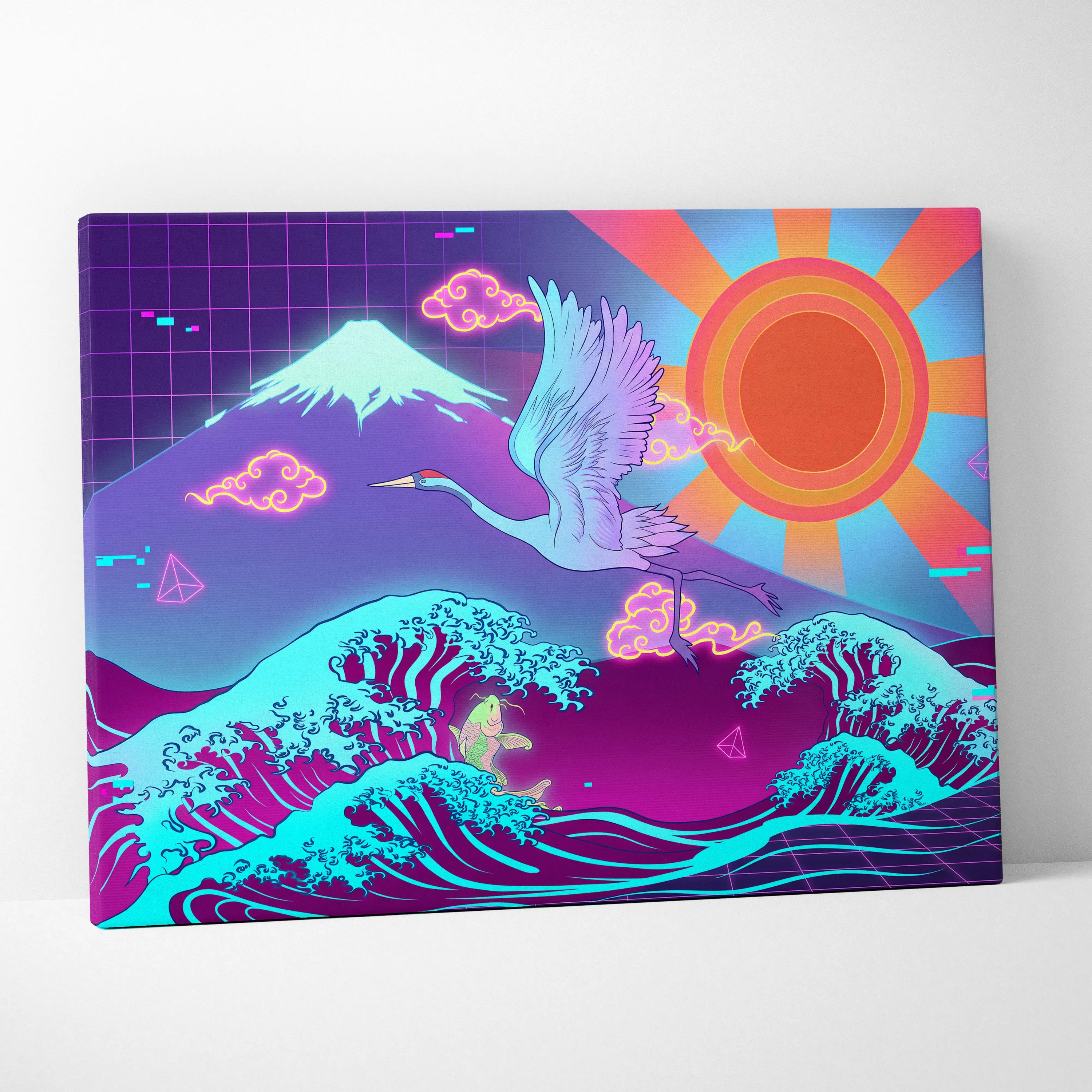 Vaporwave Japan Landscape Dream - Japanese Neon Landscape Living Room Vaporwave Dreamy Nostalgic Vaporwave Art Canvas