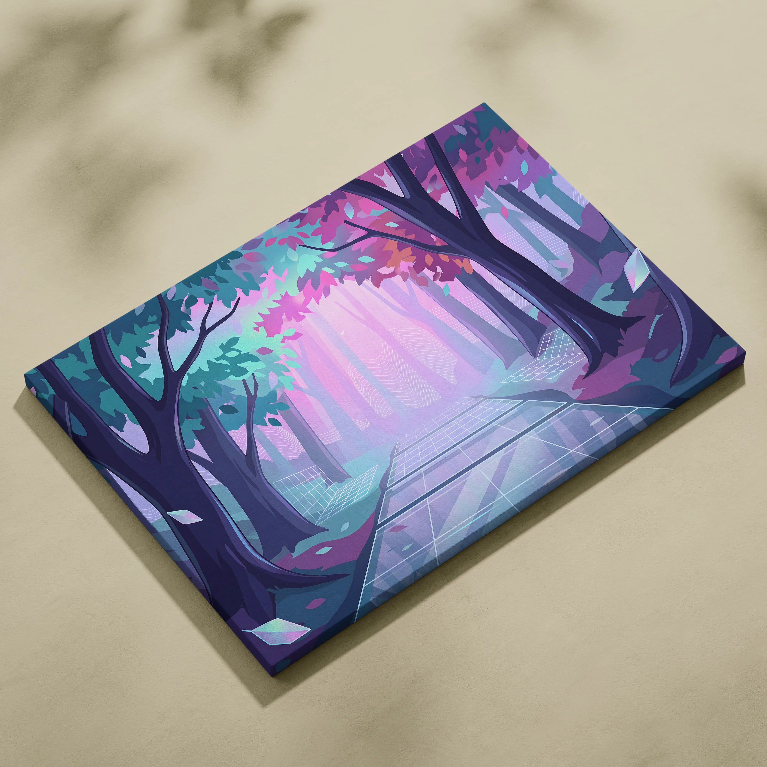 Vaporwave Neon Sunset Canvas - Vaporwave Artwork Neon Teal Living Room Retro Futurism Dreamy Neon Vaporwave Canvas