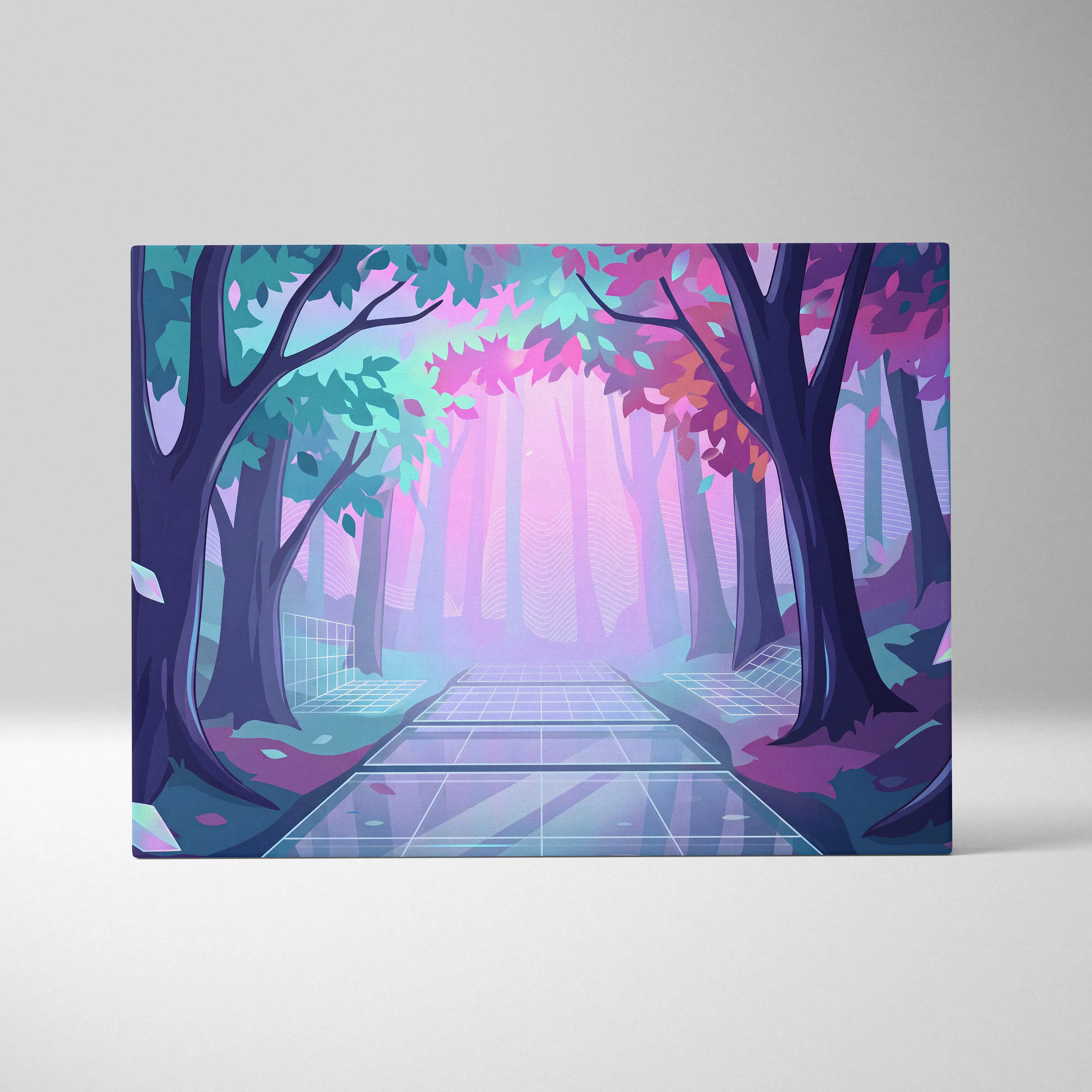 Vaporwave Neon Sunset Canvas - Vaporwave Artwork Neon Teal Living Room Retro Futurism Dreamy Neon Vaporwave Canvas