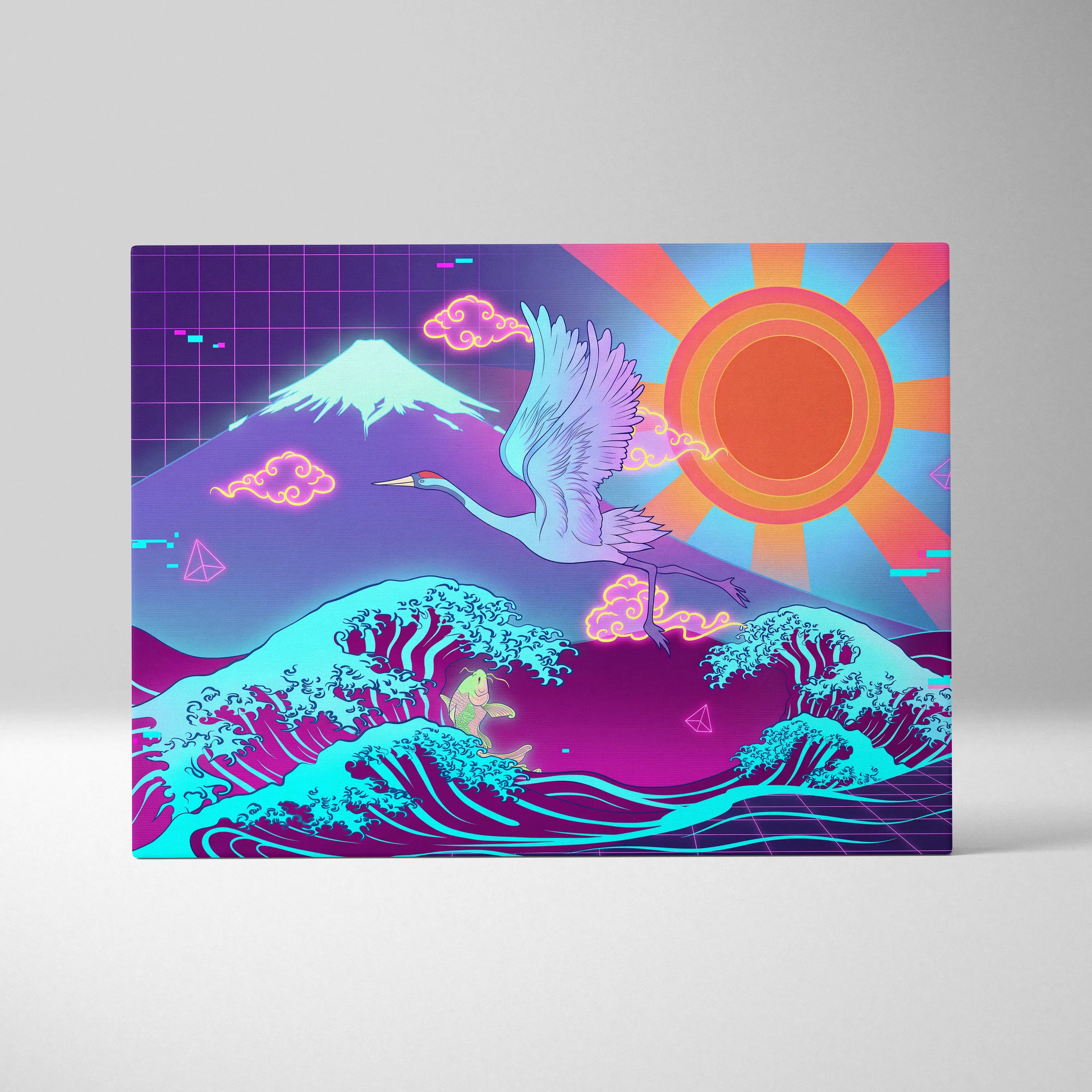 Vaporwave Japan Landscape Dream - Japanese Neon Landscape Living Room Vaporwave Dreamy Nostalgic Vaporwave Art Canvas