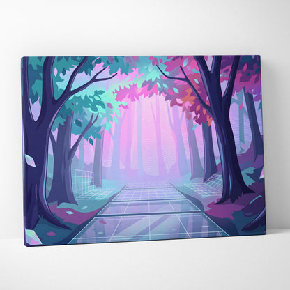 Vaporwave Neon Sunset Canvas - Vaporwave Artwork Neon Teal Living Room Retro Futurism Dreamy Neon Vaporwave Canvas