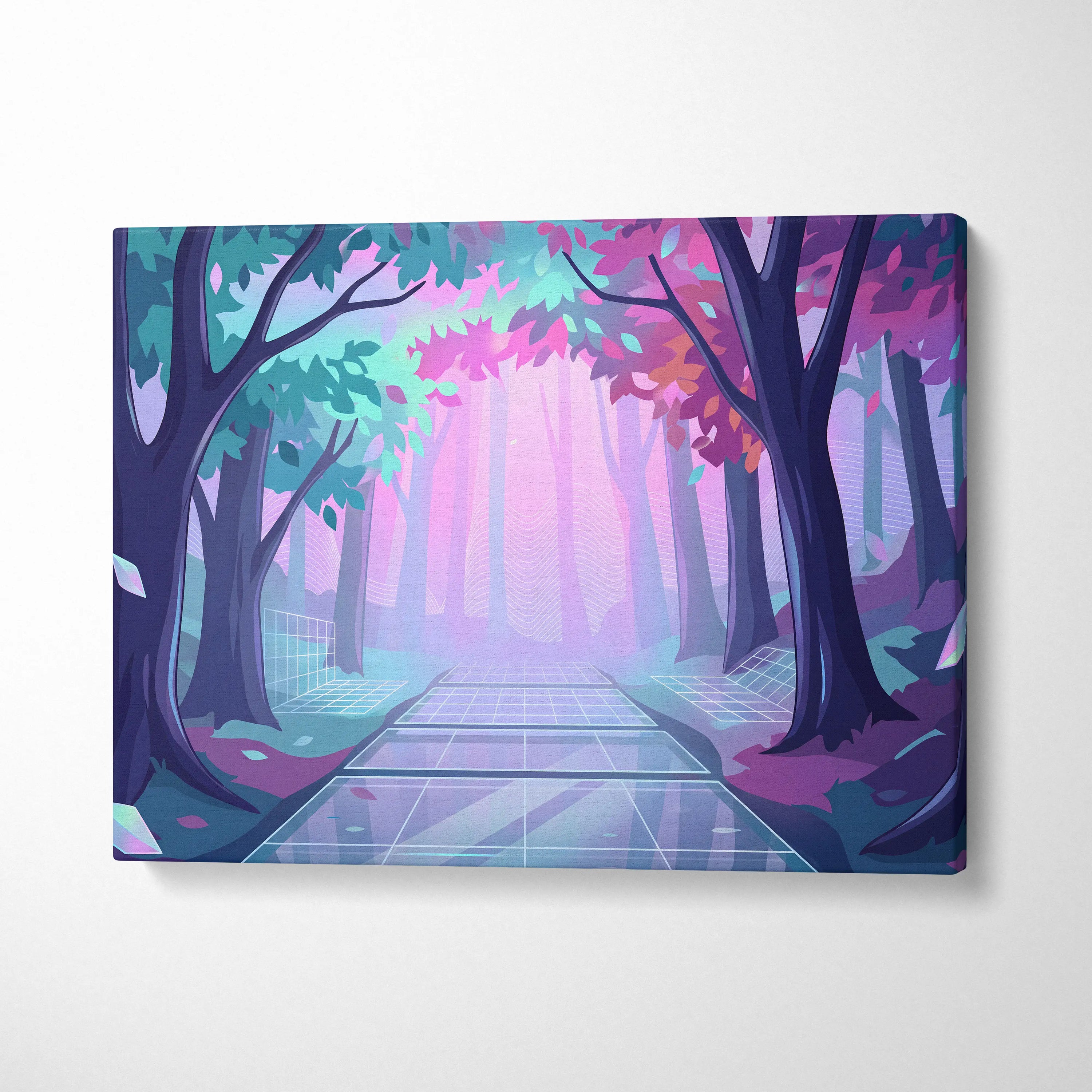 Vaporwave Neon Sunset Canvas - Vaporwave Artwork Neon Teal Living Room Retro Futurism Dreamy Neon Vaporwave Canvas