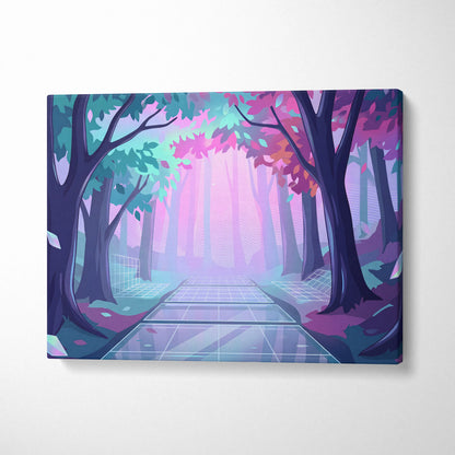Vaporwave Neon Sunset Canvas - Vaporwave Artwork Neon Teal Living Room Retro Futurism Dreamy Neon Vaporwave Canvas