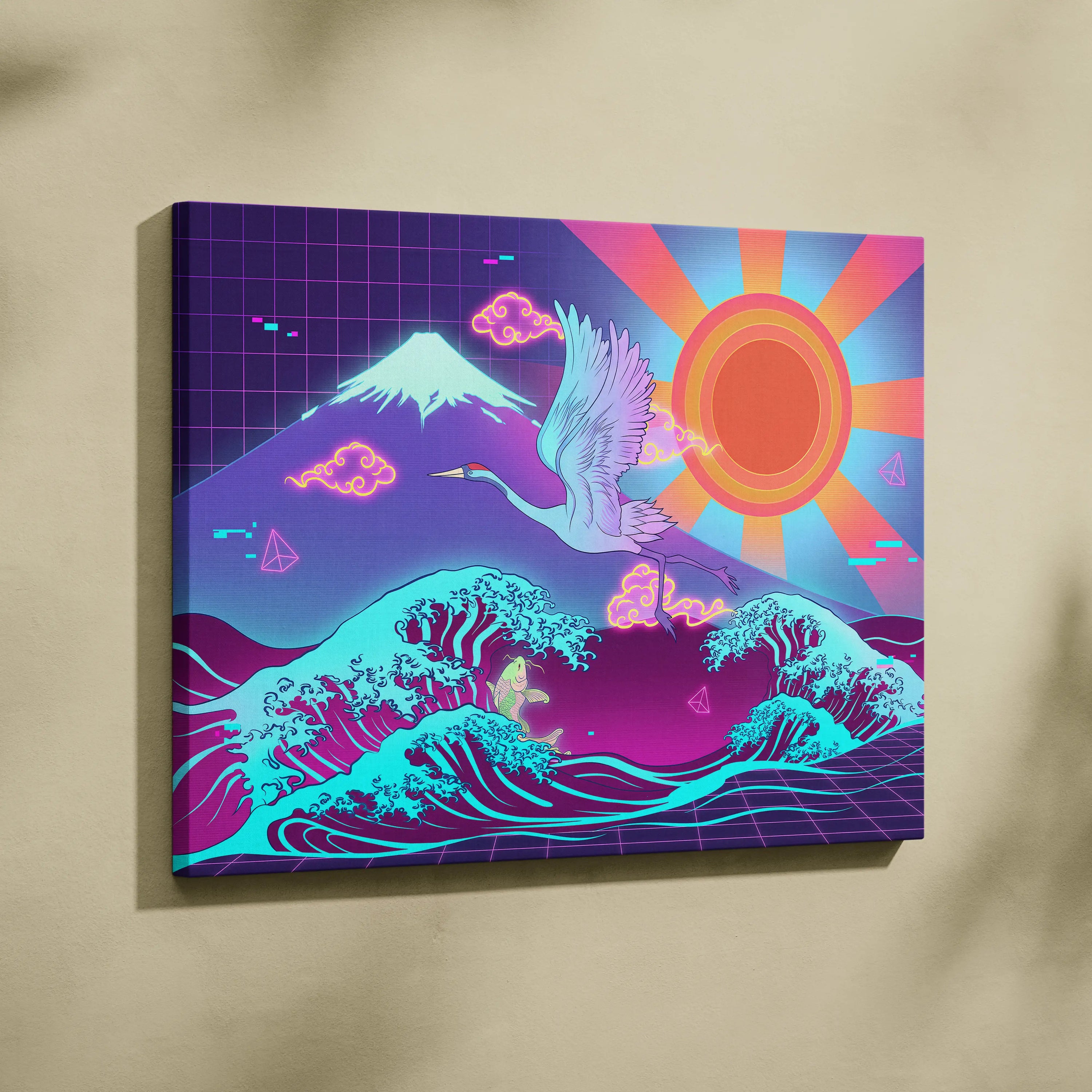 Vaporwave Japan Landscape Dream - Japanese Neon Landscape Living Room Vaporwave Dreamy Nostalgic Vaporwave Art Canvas