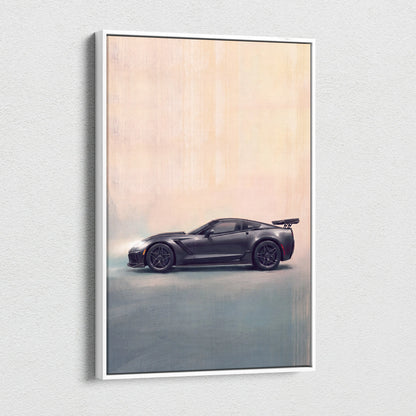 Chevrolet Corvette Inspired Automotive Wall Art, Widebody Supercar Canvas Print for Bedroom