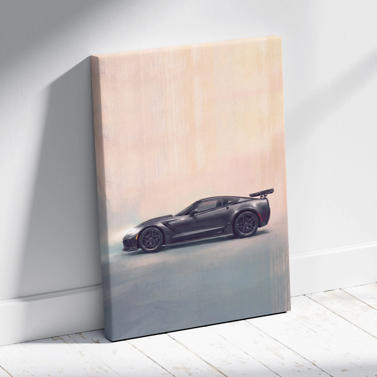 Chevrolet Corvette Inspired Automotive Wall Art, Widebody Supercar Canvas Print for Bedroom