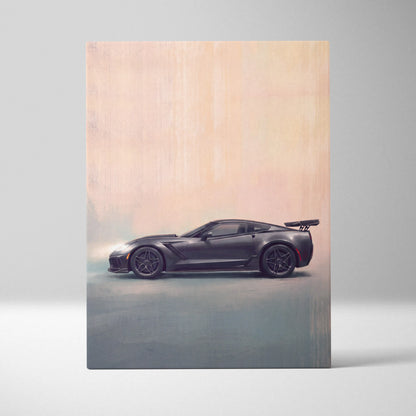 Chevrolet Corvette Inspired Automotive Wall Art, Widebody Supercar Canvas Print for Bedroom