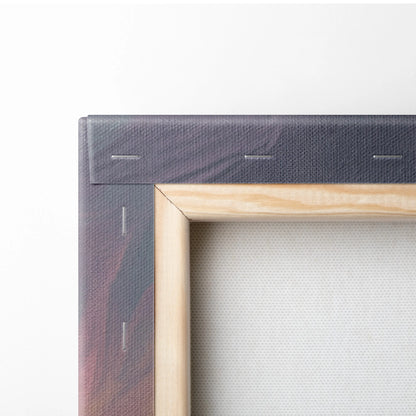 Light-colored wooden frame with dark gray canvas backing shown from the back for ferrari f8 tributo supercar wall art