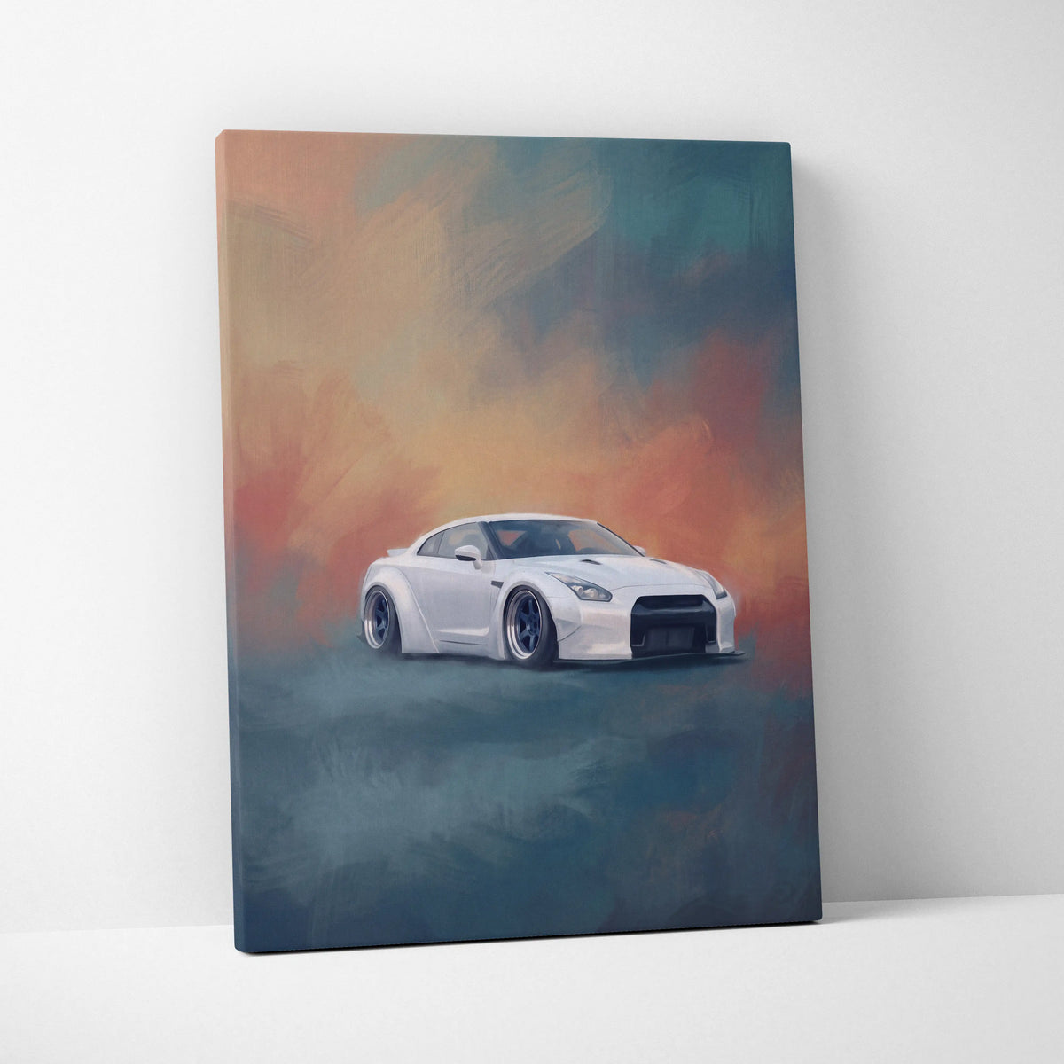 Nissan GT-R Inspired Canvas Art, Widebody Supercar Wall Painting for Office Decor