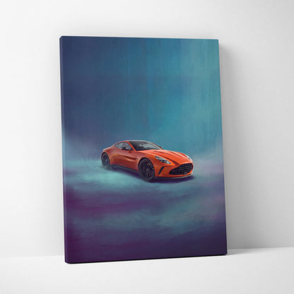 Aston Martin Vantage Inspired Car Wall Art, Modern British Sports Car Canvas Painting