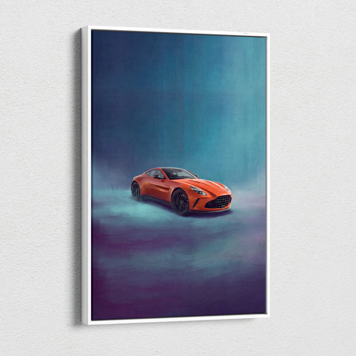 Aston Martin Vantage Inspired Car Wall Art, Modern British Sports Car Canvas Painting