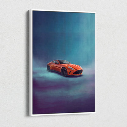 Aston Martin Vantage Inspired Car Wall Art, Modern British Sports Car Canvas Painting