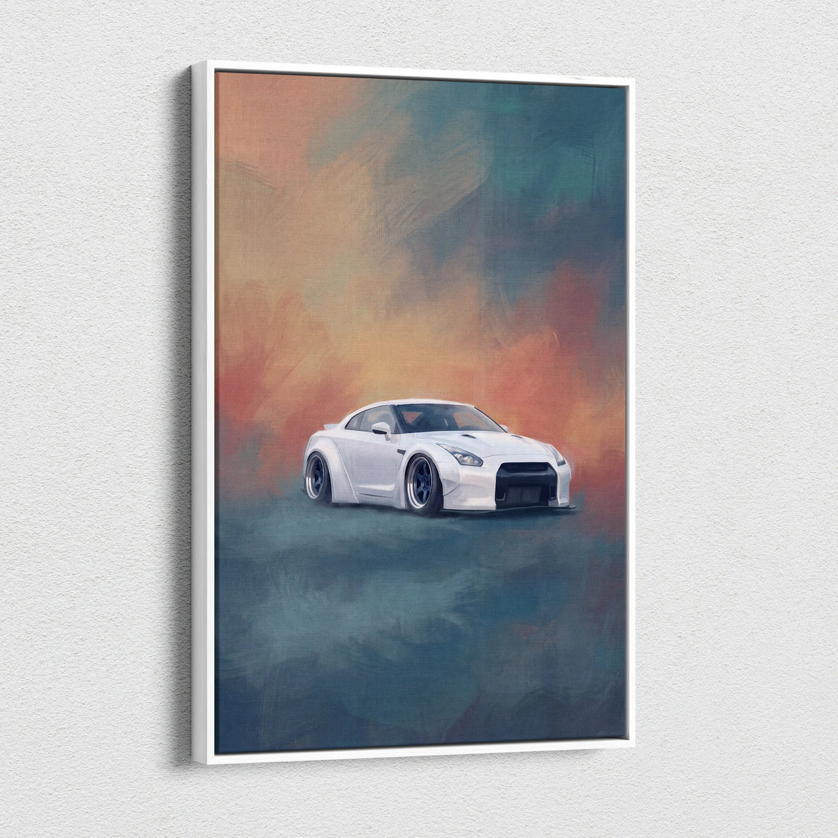 Nissan GT-R Inspired Canvas Art, Widebody Supercar Wall Painting for Office Decor
