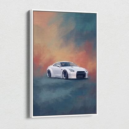 Nissan GT-R Inspired Canvas Art, Widebody Supercar Wall Painting for Office Decor