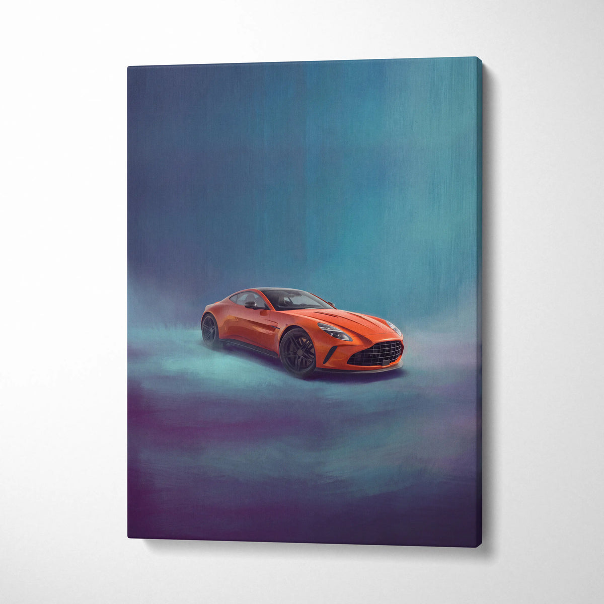 Aston Martin Vantage Inspired Car Wall Art, Modern British Sports Car Canvas Painting