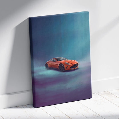 Aston Martin Vantage Inspired Car Wall Art, Modern British Sports Car Canvas Painting