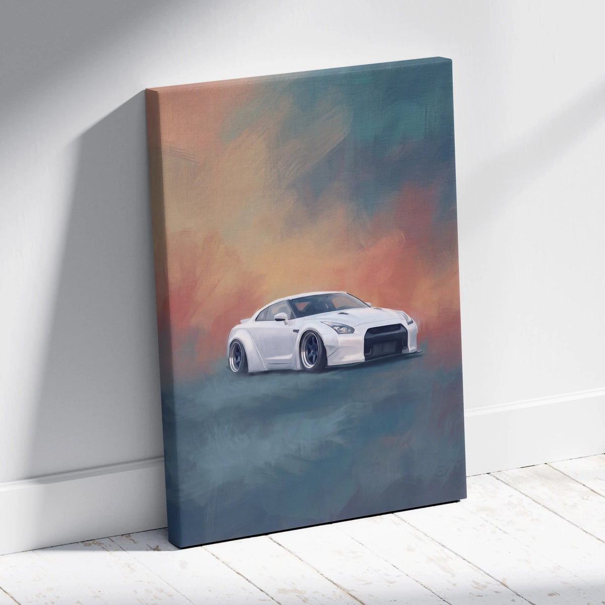 Nissan GT-R Inspired Canvas Art, Widebody Supercar Wall Painting for Office Decor