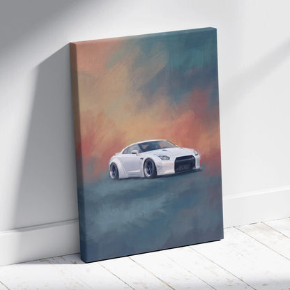 Nissan GT-R Inspired Canvas Art, Widebody Supercar Wall Painting for Office Decor